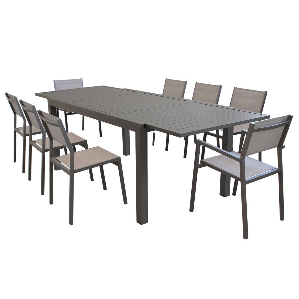 DAVID – set tavolo da giardino con sedie 200/300×100 struttura e piano in alluminio