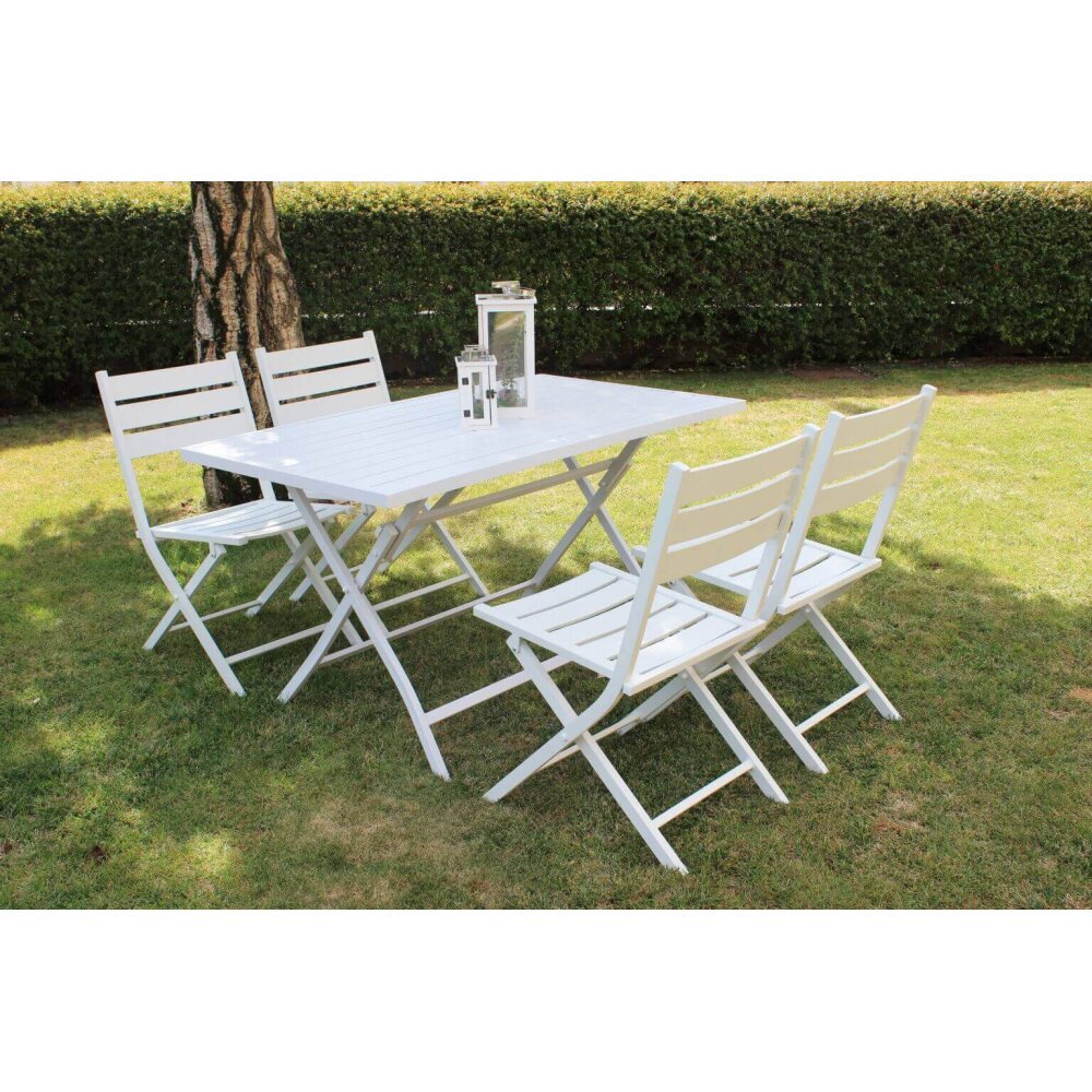 DANIEL – set tavolo da giardino con sedie pieghevole salvaspazio in alluminio 70×130
