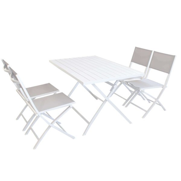 DANIEL – set tavolo da giardino con sedie pieghevole salvaspazio in alluminio 70×130