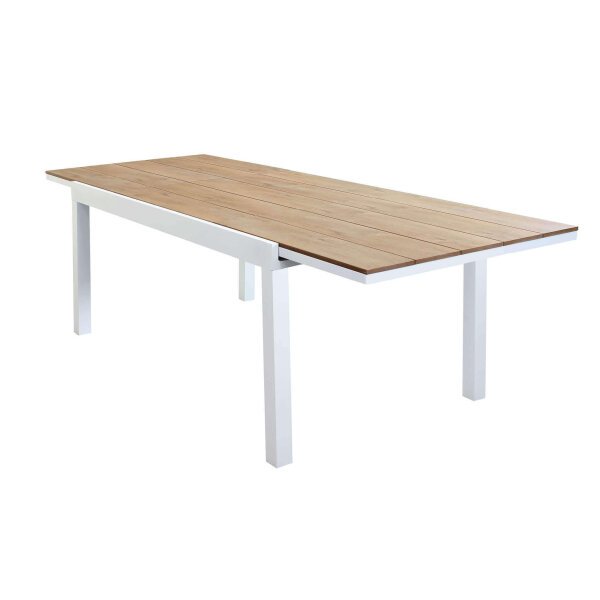URBAN – set tavolo da giardino con sedie 160/240×95 struttura in alluminio bianco
