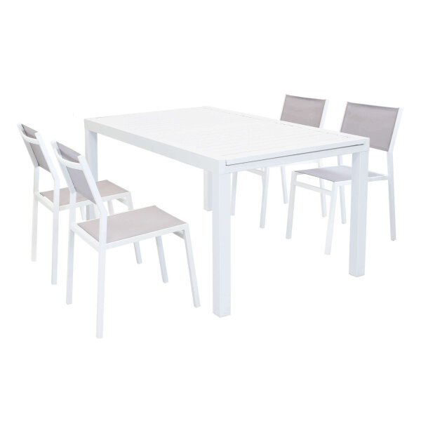 DAVID – set tavolo da giardino con sedie rettangolare allungabile 160/240×90