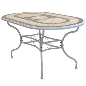 NEVIL – set tavolo da giardino con sedie con piano in mosaico 160×90