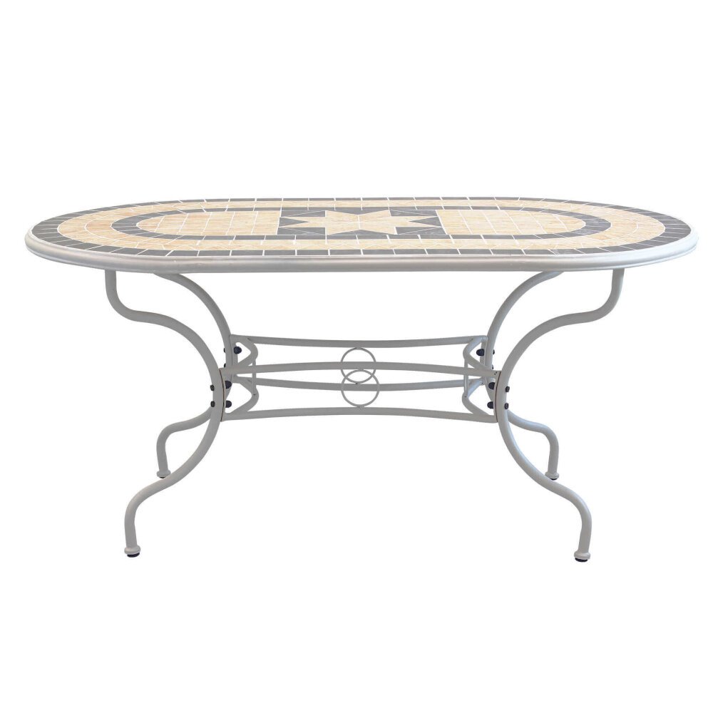NEVIL – set tavolo da giardino con sedie con piano in mosaico 160×90