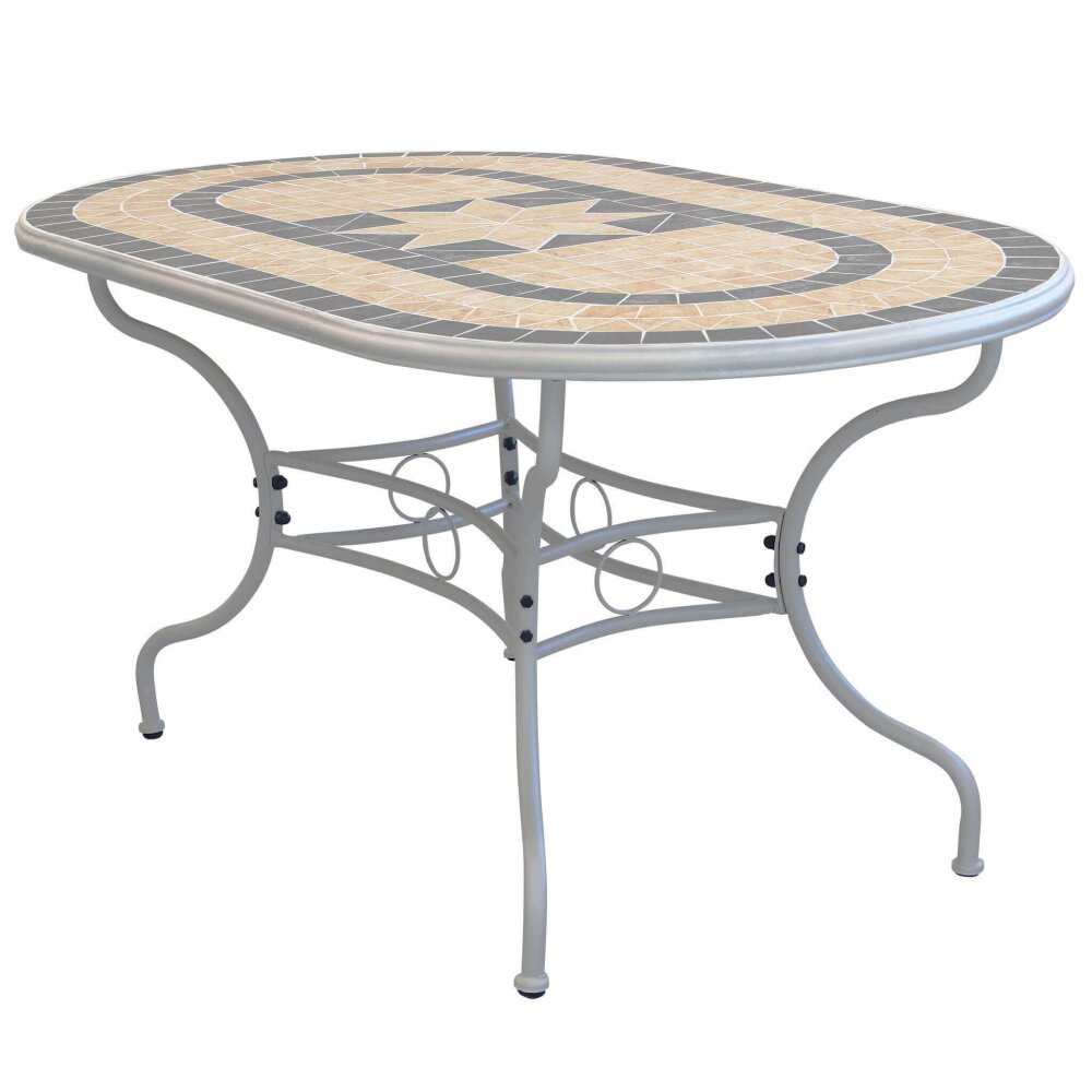 NEVIL – set tavolo da giardino con sedie con piano in mosaico 160×90