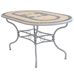 NEVIL – set tavolo da giardino con sedie con piano in mosaico 160×90