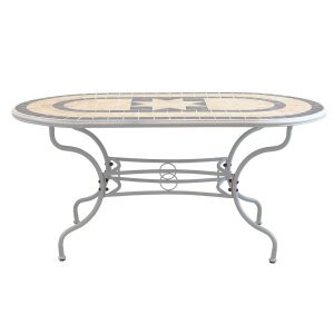 NEVIL – set tavolo da giardino con sedie con piano in mosaico 160×90
