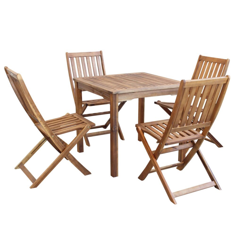 DONALD – set tavolo da giardino con sedie in legno 80×80