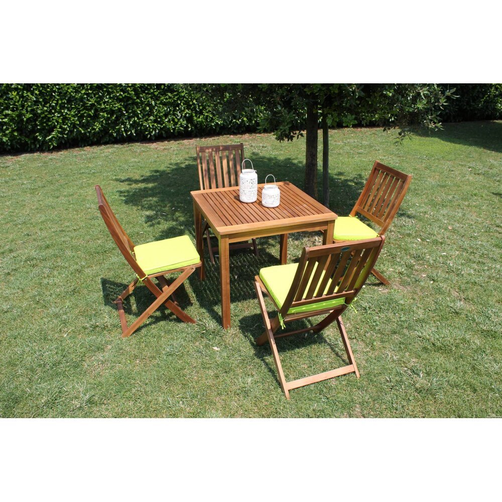 DONALD – set tavolo da giardino con sedie in legno 80×80