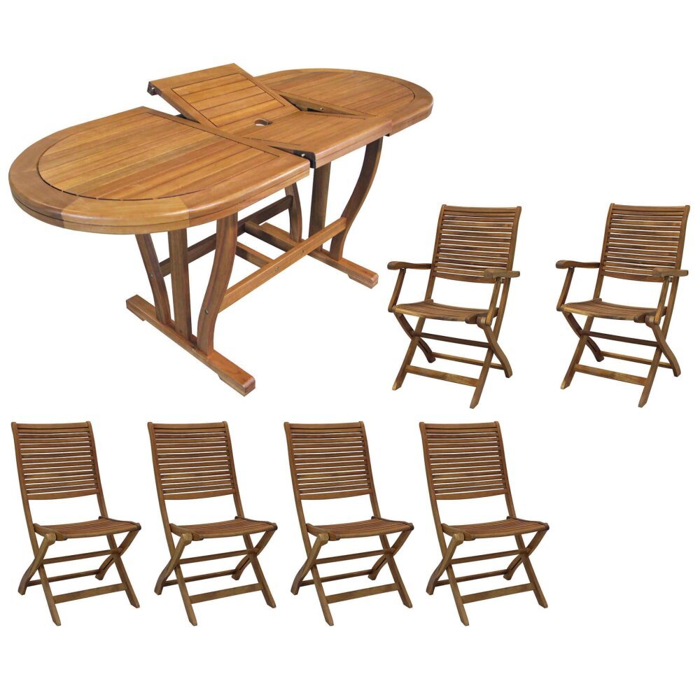 NILES – set tavolo da giardino con sedie allungabile 180/240×100