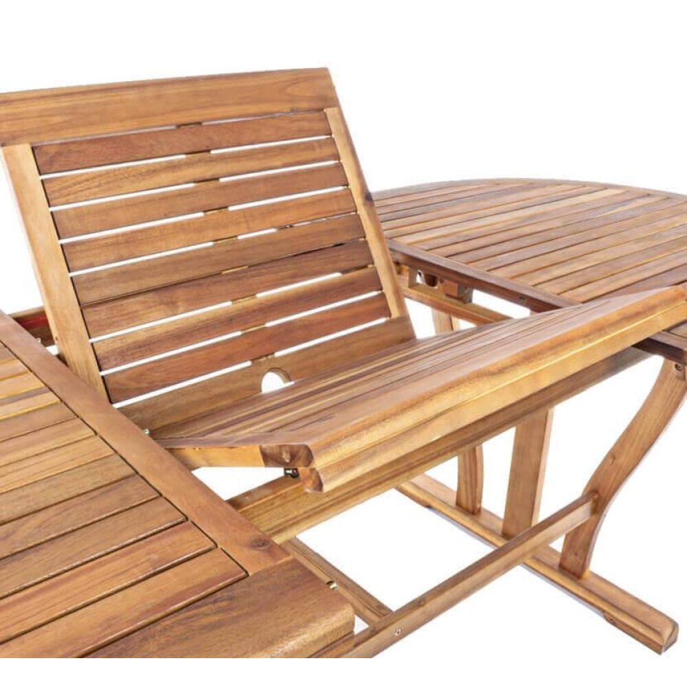 NILES – set tavolo da giardino con sedie allungabile 180/240×100
