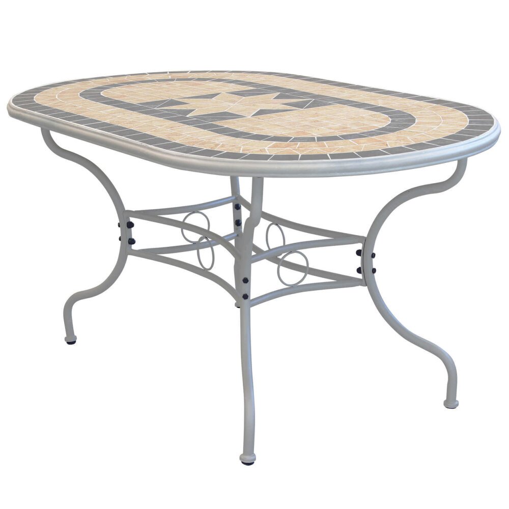 NEVIL – set tavolo da giardino con sedie in Mosaico 160×90