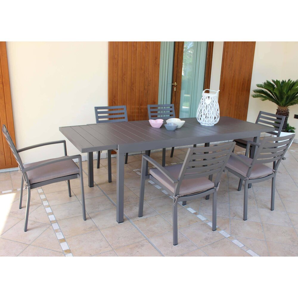 DAVID – set tavolo da giardino con sedie allungabile 160/240×90