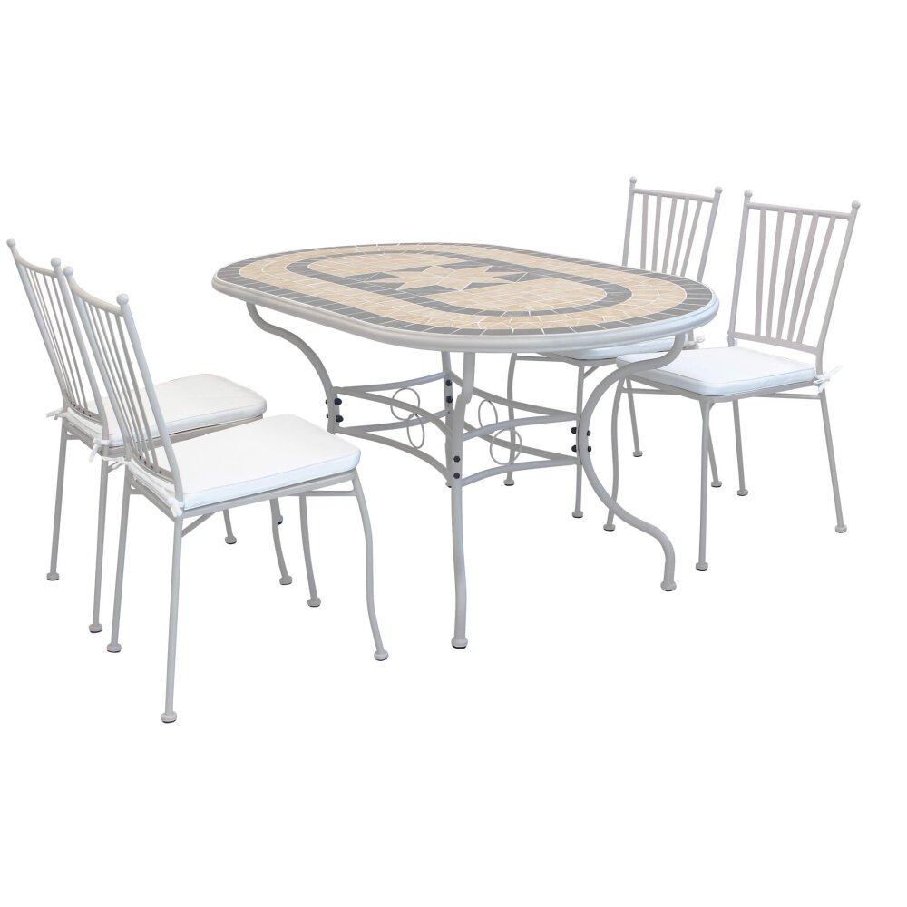NEVIL – set tavolo da giardino con sedie con piano in mosaico 160×90