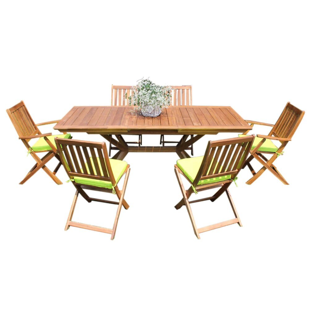 DAVEY – set tavolo da giardino con sedie allungabile 150/200×90