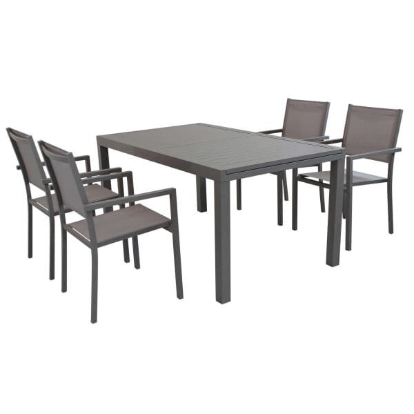 DAVID – set tavolo da giardino con sedie allungabile 160/240×90