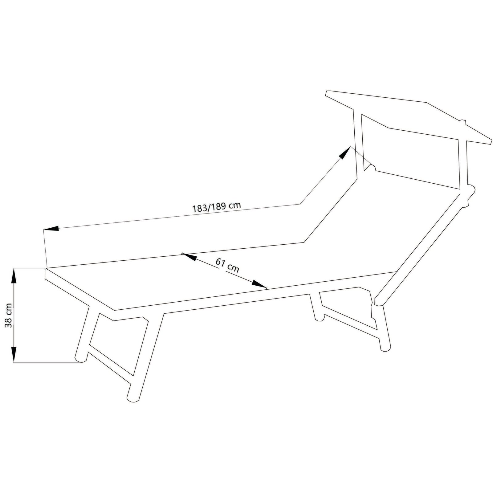 Lettino prendisole da Giardino in Alluminio cm 183x61x38 – MILBURN