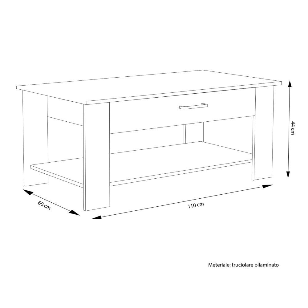 Tavolino da Salotto Moderno in Truciolare FSC cm 110×46,50 – JONNY