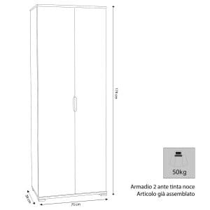 Armadio due ante 180 in Truciolare cm 75x38x174 – MALCOLM