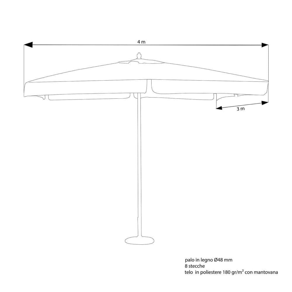 Ombrellone da Giardino 3×4 palo centrale in legno,poliestere – LENA