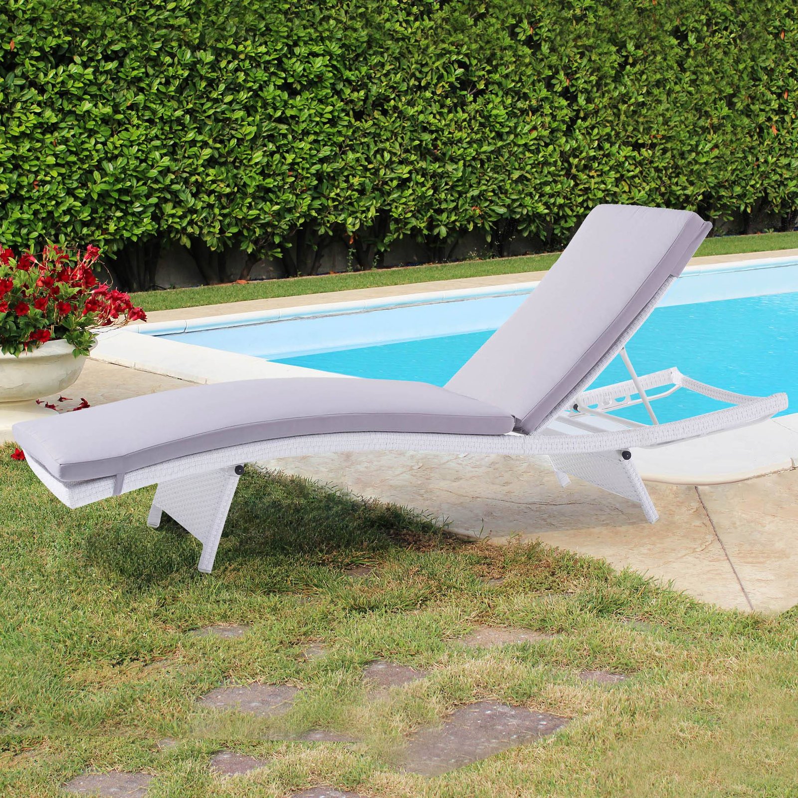 Lettino prendisole con cuscino in Wicker,Alluminio cm 206x67x32 – ELLISI