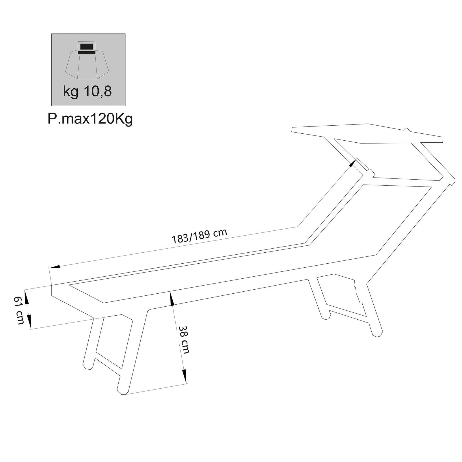 Lettino da Giardino Pieghevole in Alluminio,Textilene cm 183x61x38 – LEXOR