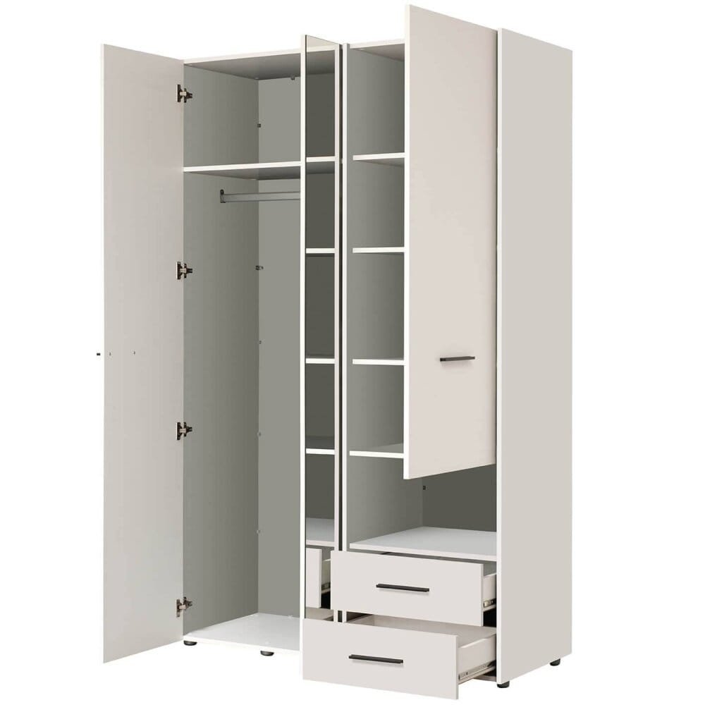 armadio 2 ante 2 cassetti con specchio cm 127,5 x 55 x 205,5 h – CLEANLINE