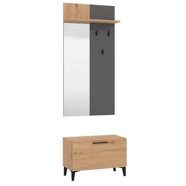 set mobile ingresso appendiabiti con specchio e contenitore cm 67,4 x 34,8 x 200 h – WALLWAND