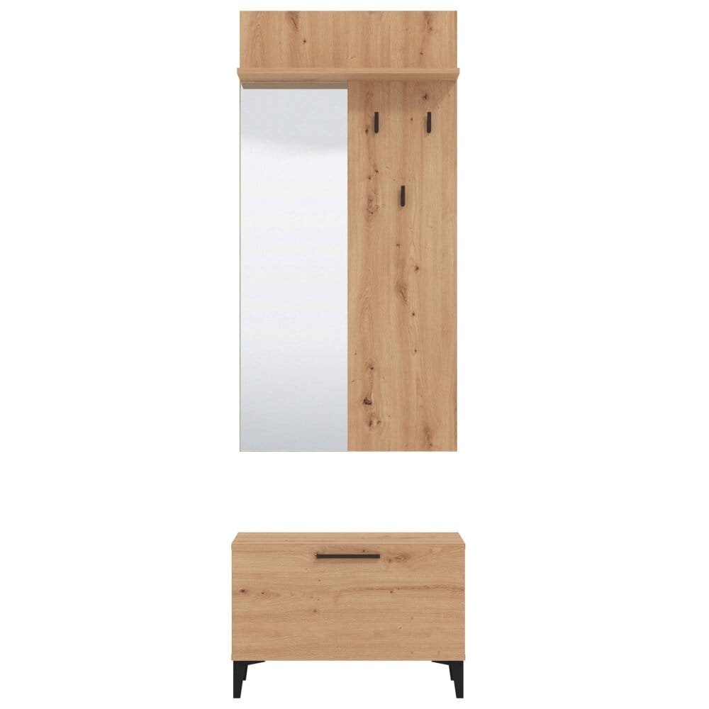 set mobile ingresso appendiabiti con specchio e contenitore cm 67,4 x 34,8 x 200 h – WALLWAND
