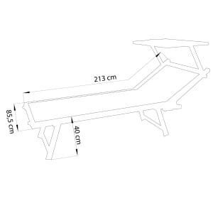 Lettino prendisole XL in Alluminio,Textilene cm 213x85x40 – KODY