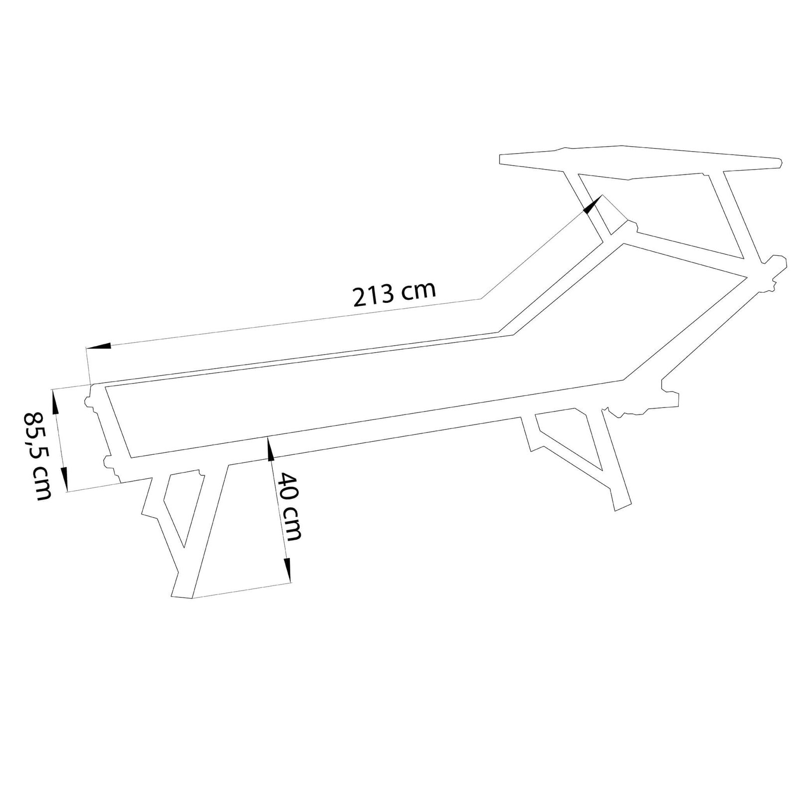Lettino prendisole XL in Alluminio,Textilene cm 213x85x40 – KODY