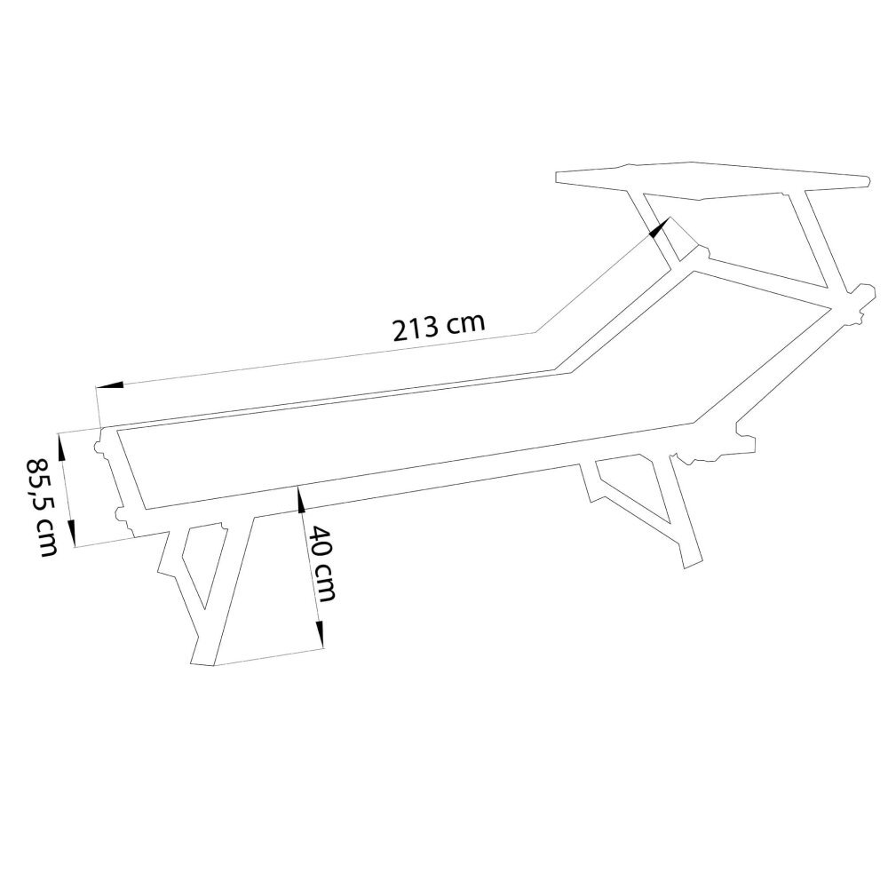 Lettino prendisole XL in Alluminio,Textilene cm 213x85x40 – KODY