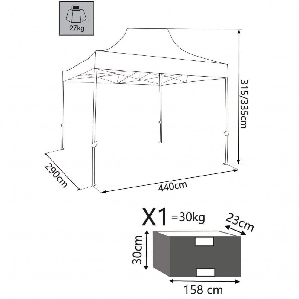 Gazebo Pieghevole con sacca protettiva 3×4,5 in acciaio,poliestere – BRENDON