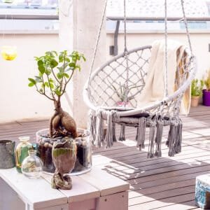 Sedia Sospesa Rotonda con cuscino in Metallo cm 80x80x120 – LORENNE