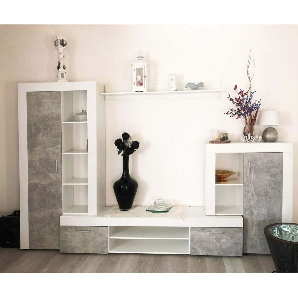 Parete Attrezzata per Soggiorno in Truciolare cm 259x40x180 – ALTON