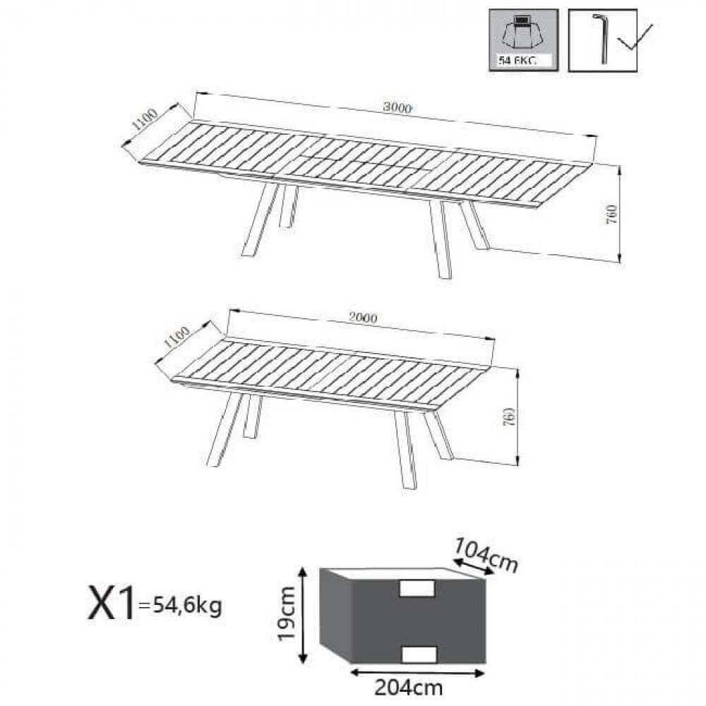 Tavolo da Giardino Allungabile 200-300×110 – WARD