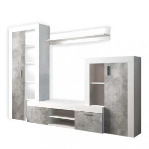 Parete Attrezzata per Soggiorno in Truciolare cm 259x40x180 – ALTON