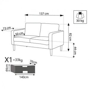 Divano 2 posti Scandinavo in Tessuto cm 124x73x82 – MANU