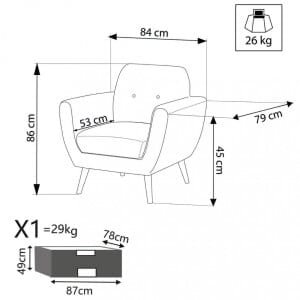 Poltrona Moderna in Tessuto cm 84x79x86 – SILENTE