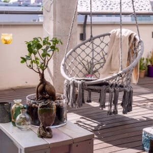 Sedia Sospesa Rotonda con cuscino in Metallo cm 80x80x120 – LORENNE