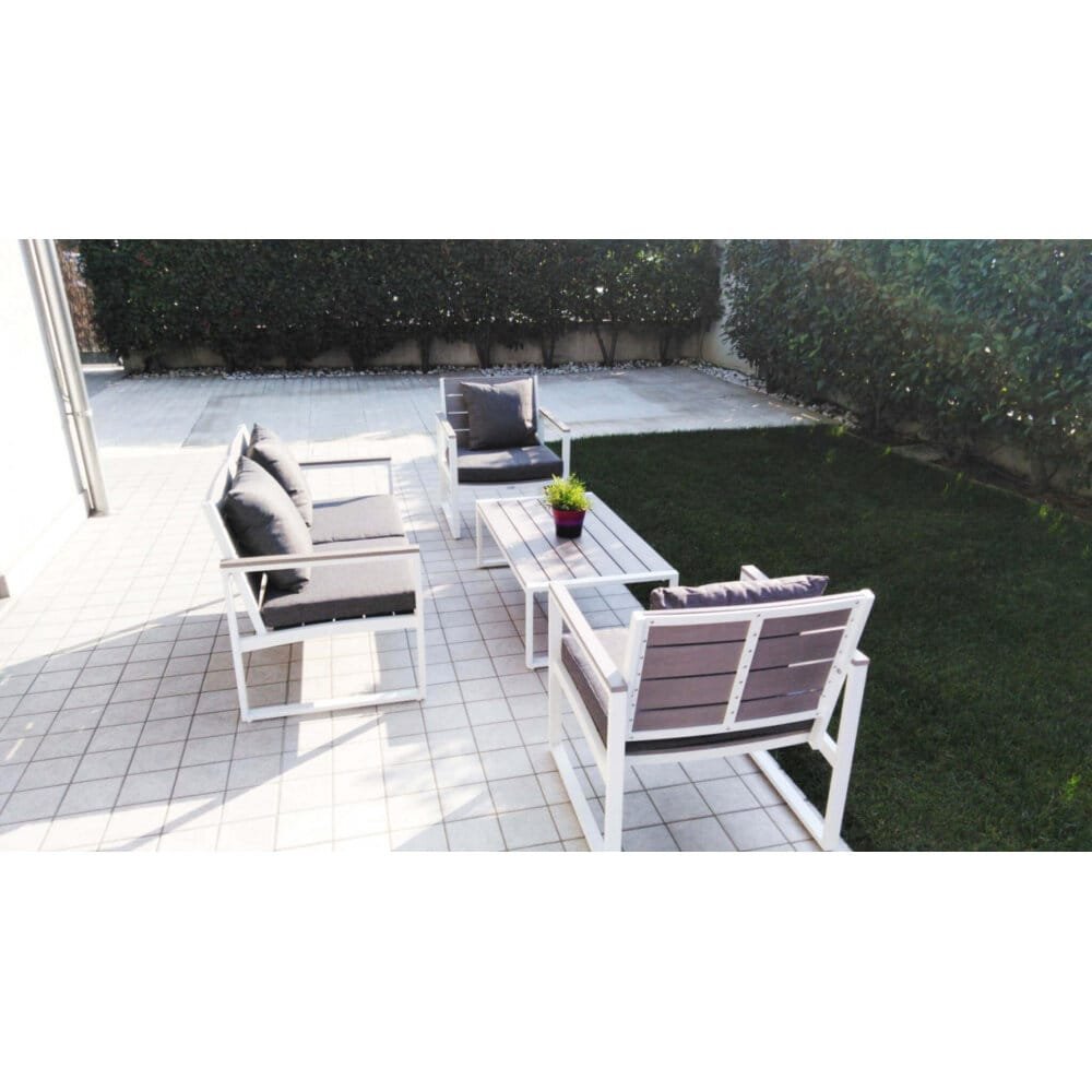 Salotto da Giardino 4 posti con cuscini in Alluminio,Polywood – ANTHONY