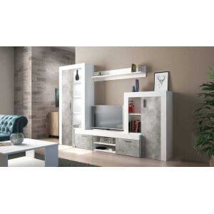 Parete Attrezzata per Soggiorno in Truciolare cm 259x40x180 – ALTON