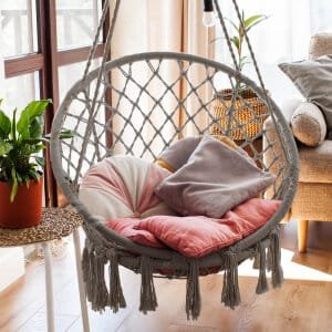 Sedia Sospesa Rotonda con cuscino in Metallo cm 80x80x120 – LORENNE