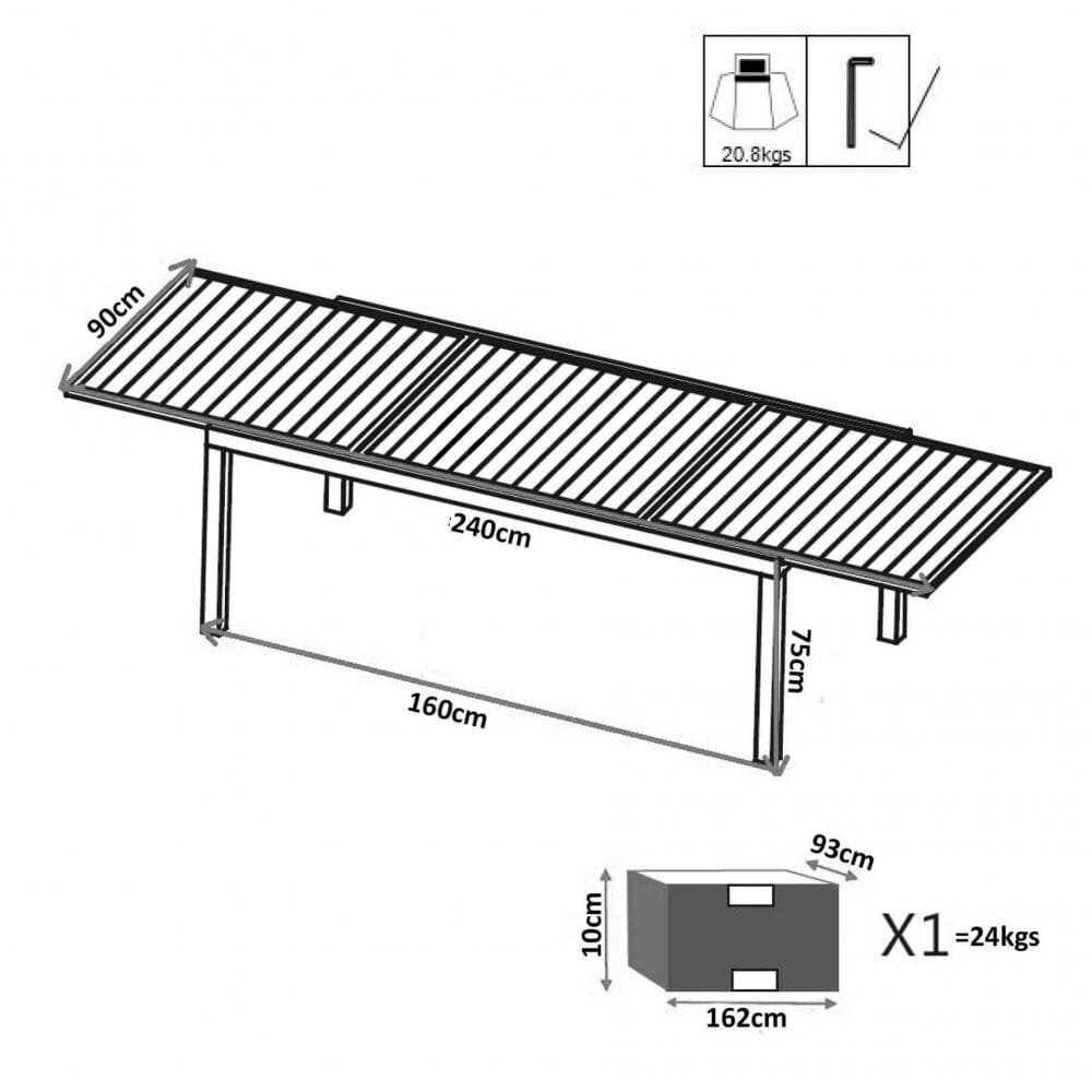 Tavolo da Giardino Allungabile 160-240×90 – DAVID