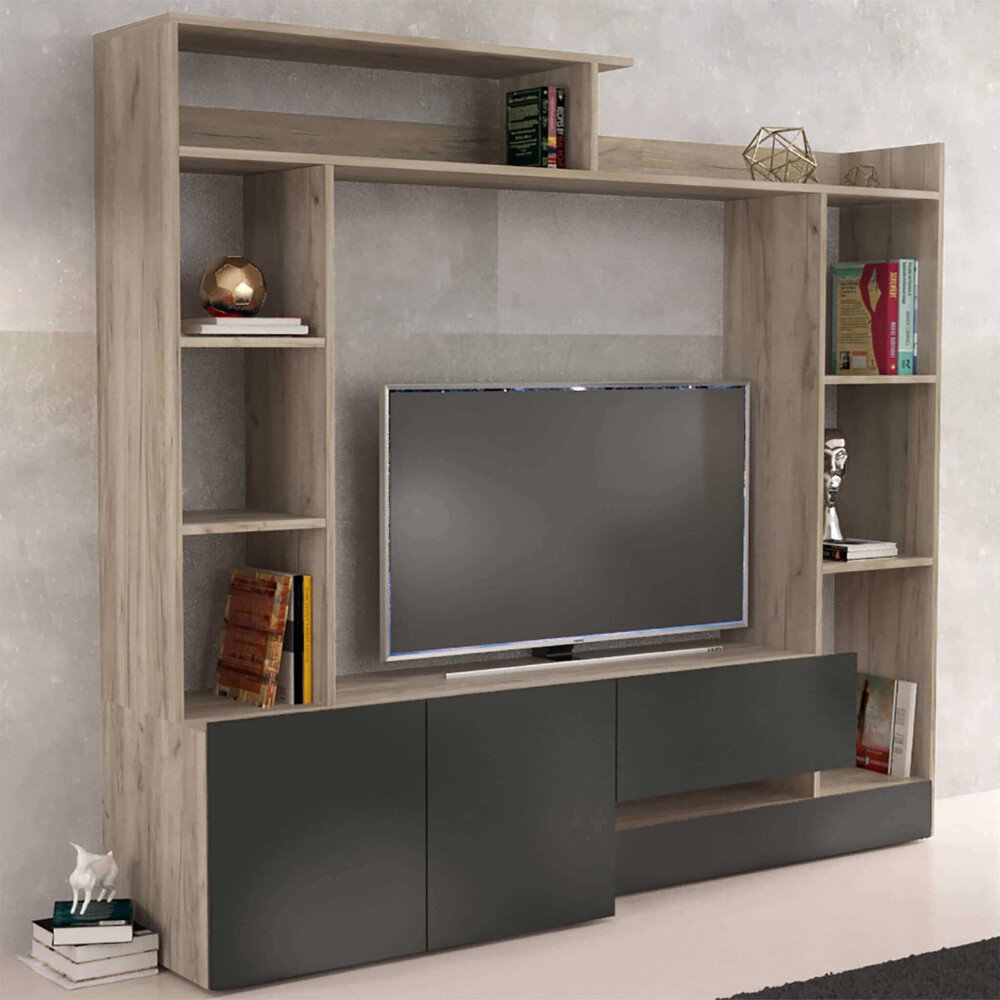 Parete Attrezzata per Soggiorno in Truciolare cm 180x40x165 – THEO
