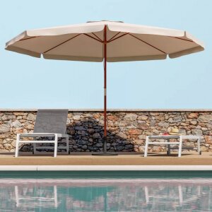 Ombrellone da Giardino Rotondo 3 palo centrale in legno,poliestere – LENA