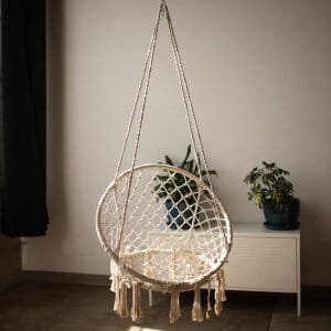 Sedia Sospesa Rotonda con cuscino in Metallo cm 80x80x120 – LORENNE