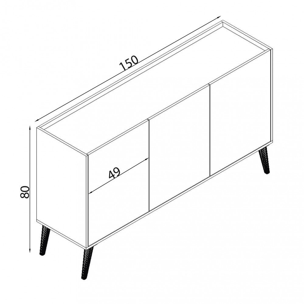 Madia di design con 3 ante in Truciolare cm 150×41,5×78 – THOMAS