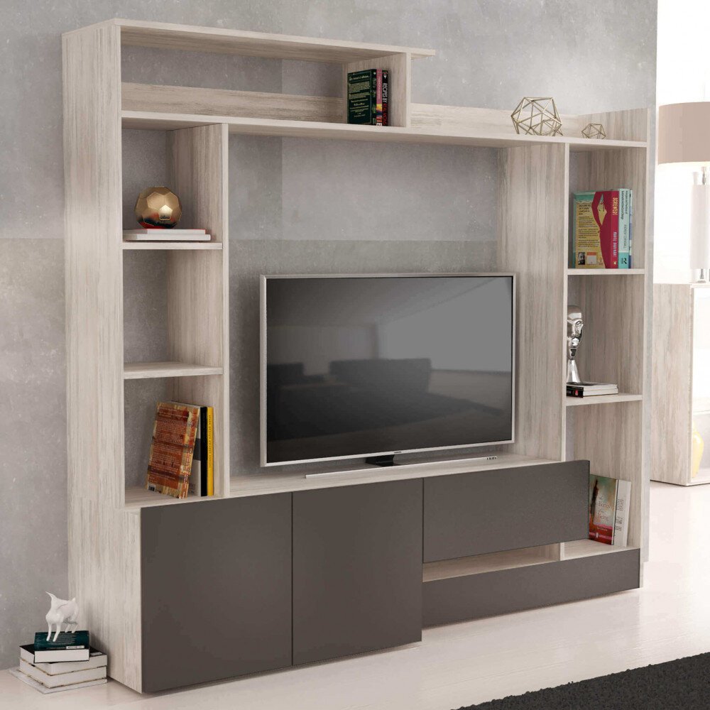 Parete Attrezzata per Soggiorno in Truciolare cm 180x40x165 – THEO