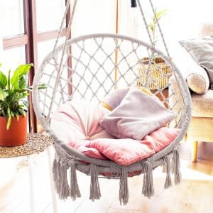 Sedia Sospesa Rotonda con cuscino in Metallo cm 80x80x120 – LORENNE