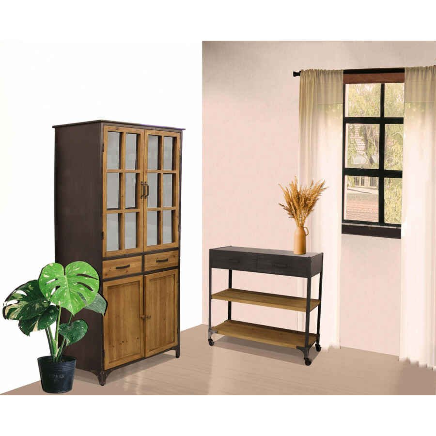 Scaffale con ruote in Acciaio,Legno cm 90,5×39,5×92,5 – JOLYON